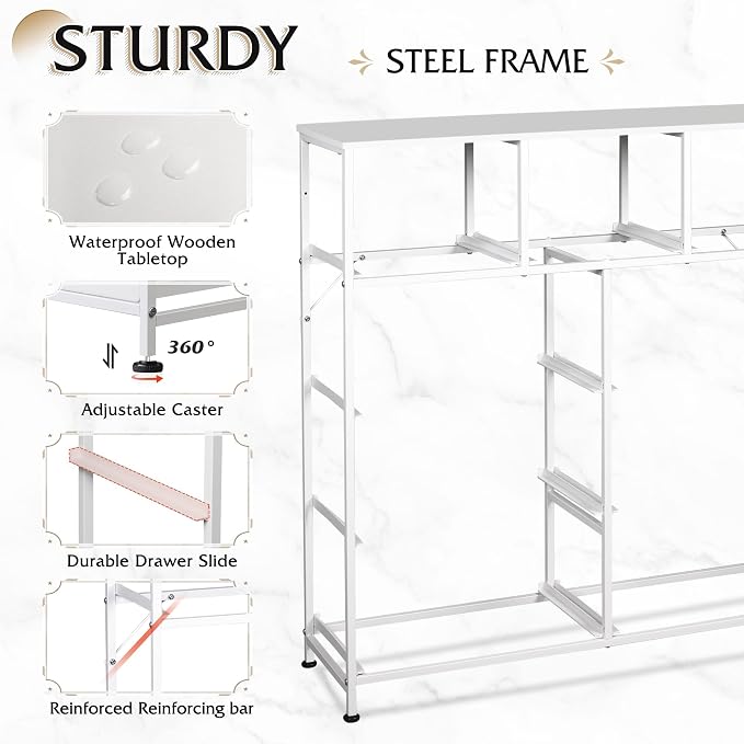 WLIVE 9-Drawer Dresser, Fabric Storage Tower for Bedroom, Hallway, Closet, Tall Chest Organizer Unit for Bedroom with Fabric Bins, Steel Frame, Wood Top, Easy Pull Handle, White