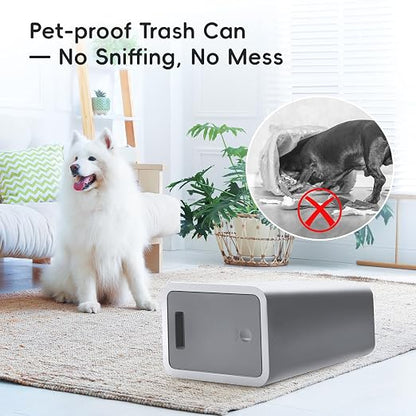 Lysam Small Trash Can, 3 Pack 4 Gallons Bathroom Garbage Can with Lid Press-Top, Small Waste Basket with Trash Bags, Slim Plastic Garbage Bin for Dorm, Office, Bedroom, Kitchen, Living Room (White)