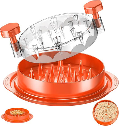SoulLife Chicken Shredder Tool Twist 8 Inches, BPA free, Dishwasher safe, Meat Shredder, with Clear Lid, Ergonomic Handle, Strong Anti-slip, Easy To Clean, Suitable for Pork Beef Chicken (Orange)