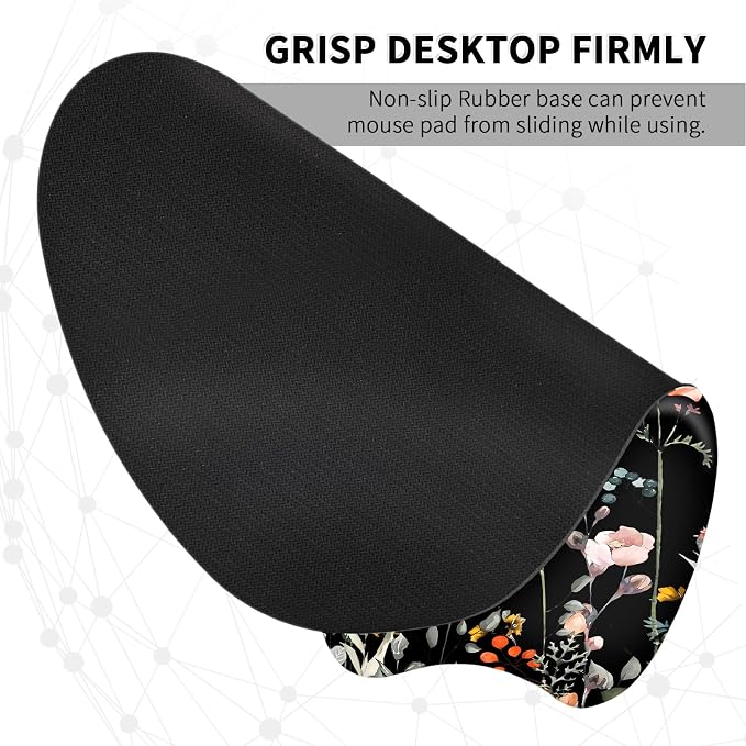 EooCoo Ergonomic Mouse Pad with Wrist Support, Mousepad with Memory Foam Wrist Rest and Non-Slip Base for Computer, Cafe, Home & Office, 9.64 x 8.26 in Office Desk Accessories for Women