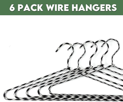 6 Pcs Fabric Wrapped Metal Hangers Covered Wire Hanger Metal Coat Hangers Non Slip for Clothes Closet Clothing Suit Shirt Pant (Gray)