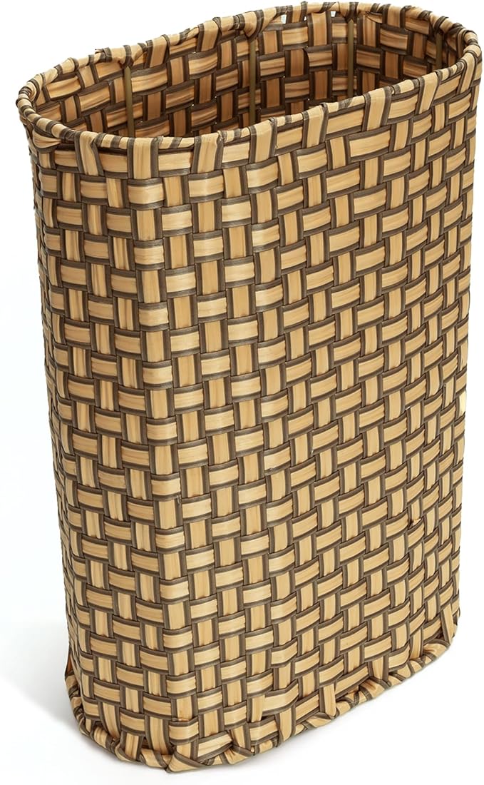 HAMOTOPI Umbrella Holder Entryway Umbrella Stand Indoor Entryway 6.7x17.3 Wicker Umbrella Bucket Basket Narrow Tall Umbrella Storage Bin Woven Faux Rattan Cane Holder Stands (Brown & Natural)
