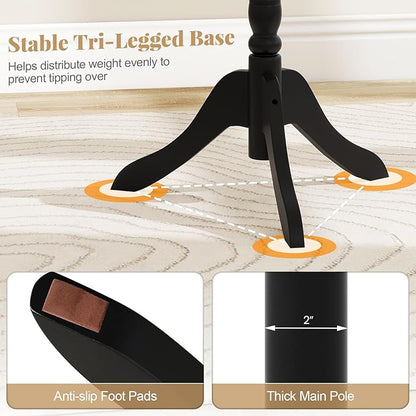 Tangkula Coat Rack Freestanding, Solid Rubber Wood Coat Tree with 11 Hooks and 3 Height Options for Coats, Hats, Bags, Purses, Clothes, Hanger Stand for Entryway Hallway Bedroom Office (Black)