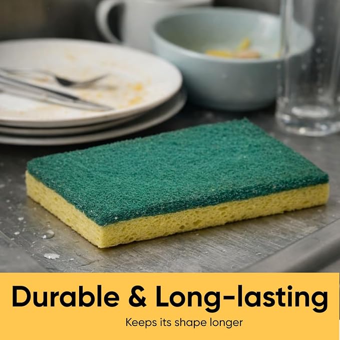 Kitchen Large Sponges for Washing Dishes, Non-Scratch Cellulose Dish Scrub Sponges, Cleaning Sponges for Household Use, Safe Cleaning Products, Kitchen Sponges Pack of 12, by Superio
