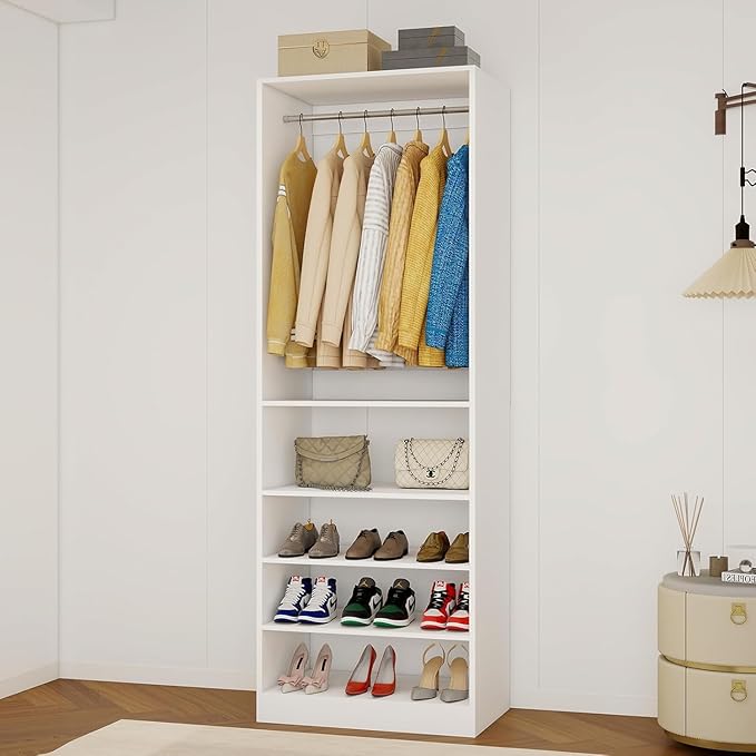 vomavex Closet System with Shoe Rack and Hanging Space, 2FT Closet Organizer System, Walk in Closet Organizer, Small Closet System(VO-010)