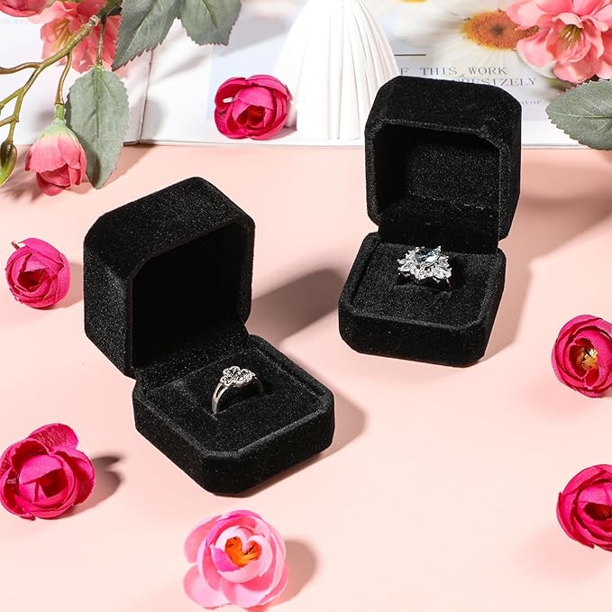 MAQUITA 20 Pcs Velvet Ring Box for Wedding Ceremony Engagement Ring Box Jewelry Boxes Packaging Display Ring Case Earring Storage Holder for Proposal Anniversary Birthday Gift