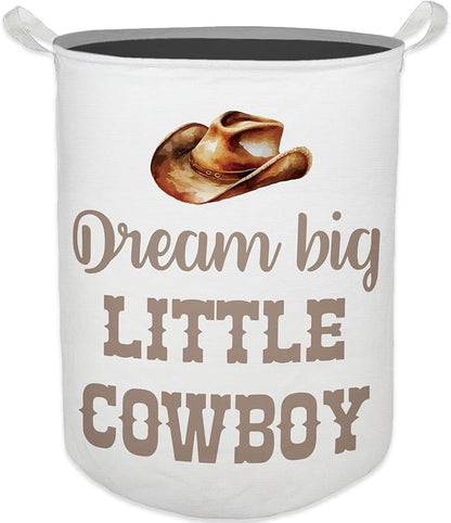 Cowboy Nursery Laundry Basket, Toybox for Boys Room, Western Baby Cowboy Laundry Basket Hamper Waterproof Collapsible Clothes Toys Storage Bin Organizer for Kids Room Playroom Bathroom