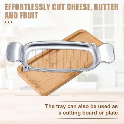lasuroa Stainless Steel Cheese Cutter and Butter Slicer - Multifunctional Kitchen Food Tool for Block Cheeses and Butter