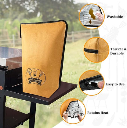Valentines Day Gifts 21-Inch BBQ Blanket for Resting Meat - Insulated Brisket Bag for Smoker & Grill Accessories | 5-Layer Thermal Resting Bag for Super Bowl, Parties (Brown-with Paper)