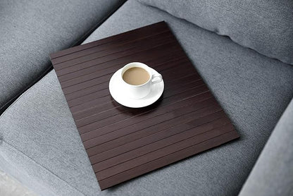 GEHE Sofa Arm Tray Table Flexible/Foldable Couch Arm Tray Armrest Table Perfect for Drink Snacks Great Arm Table for Couch Armrest (16.5" L x 13.25" W x 0.4" H, Mahogany)