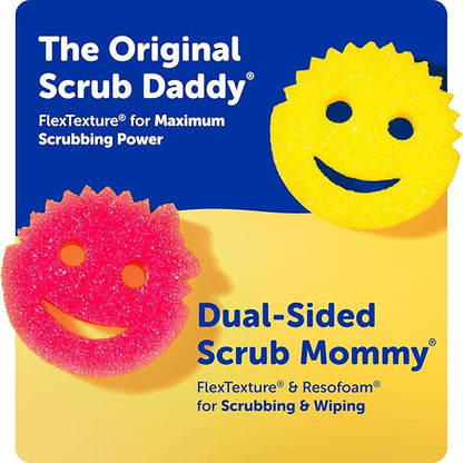 Scrub Daddy Scrub Mommy Kitchen Sponges for Dishes & Wiping Spills - Dual-Sided Dish Scrubber Sponge for Cleaning - Multi-Colored Bulk Pack - Stain & Odor Resistant (9 Count)