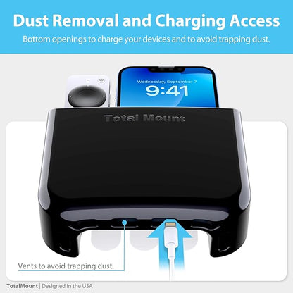 TotalMount Hole-Free Remote Holder – Eliminates Need to Drill Holes in Your Wall (for 2 or 3 Remote Controls – Black – Quantity 1)