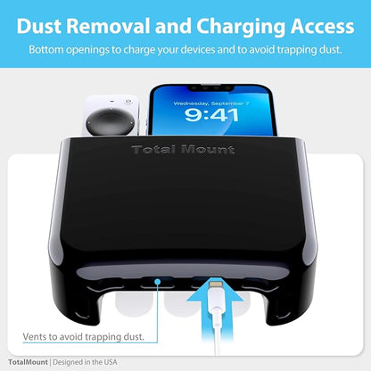 TotalMount Hole-Free Remote Holders – Eliminate Need to Drill Holes in Your Wall (for 2 or 3 Remote Controls – Black – Quantity 2)
