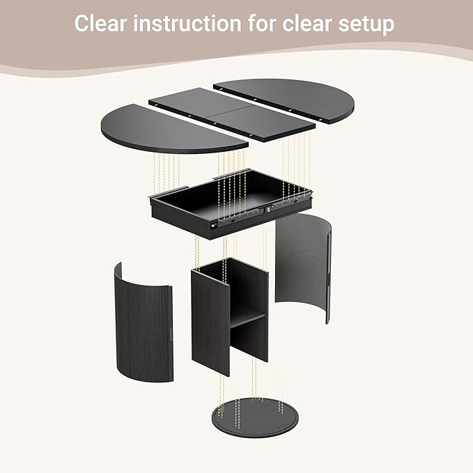 40-55in Black Round Dining Table for 4–6, Modern Expandable Dining Table, Oval Dinner Table with Removable Leaves Space Saving, Kitchen Table for Dining Room,Apartments or Meeting Rooms