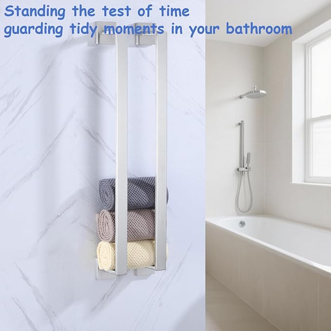 Towel Bar for Bathroom 28 Inch Brushed Nickel Towel Holder 12/16/20/24/28/32/36 Inch Stainless Steel SUS304 Rustproof Towel Rack Modern Square Towel Rod for Bathroom Wall (1, Brushed Nickel, 28 Inch)