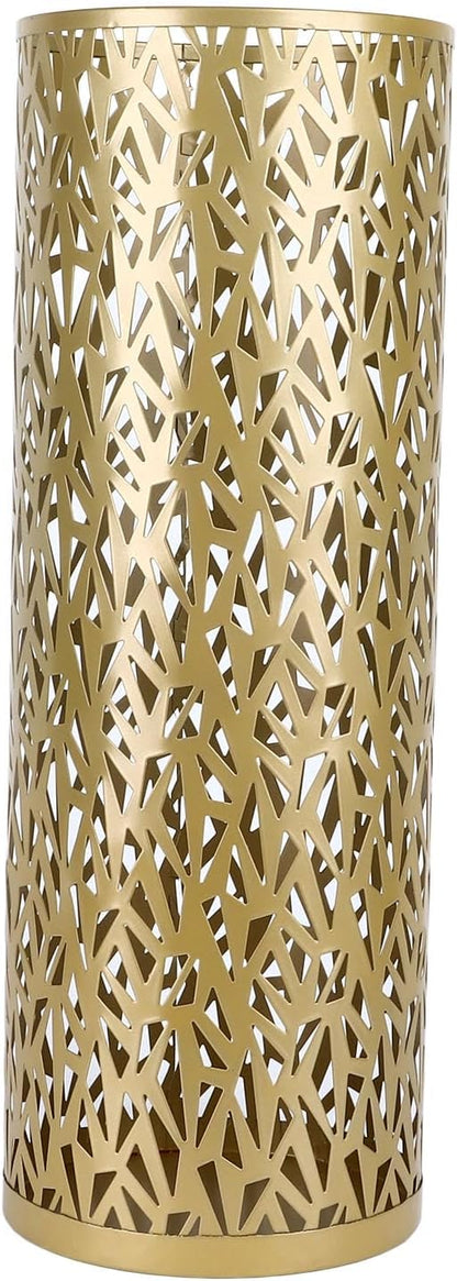 Metal Round Umbrella Stand Rack,Umbrella Holder Organizer Bin Hollowed Freestanding Canes Walking Sticks Holder for Entryway Home Hotel Office Decor (S)