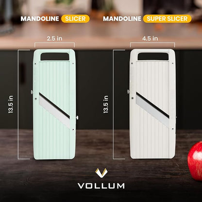 Vollum Japanese Mandoline Slicer – Professional Slicer Vegetable Cutter Japanese Mandoline Slicer for Kitchen with Interchangeable Stainless Steel Blades – Narrow Handheld Food Manual Slicer