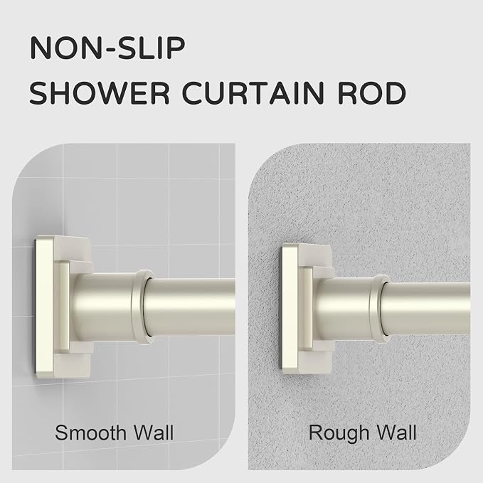 UIOSANRT Brushed Nickel Shower Curtain Rod 31-79 Inches Non-Slip Shower Rod Tension Mounted No Drill Tension Shower Curtain Rods Spring Tension Rod for Windows Bathroom