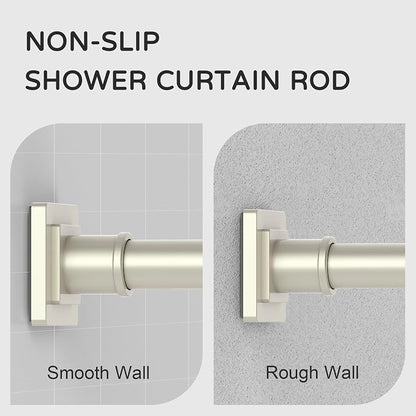 UIOSANRT Brushed Nickel Shower Curtain Rod 31-68 Inches Non-Slip Shower Rod Tension Mounted No Drill Tension Shower Curtain Rods Spring Tension Rod for Windows Bathroom