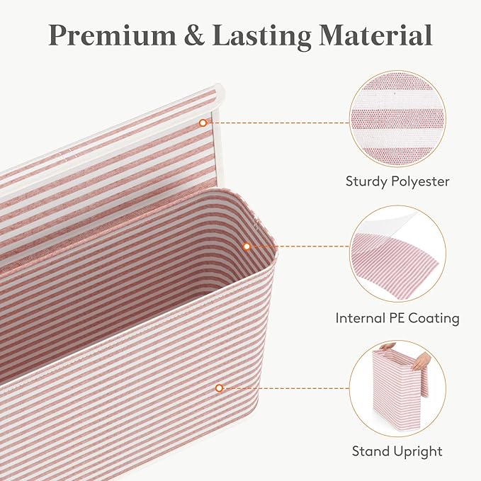 Lifewit 22L Toilet Paper Storage Holder for 9 to 12 Rolls, Foldable Fabric Toilet Paper Basket with Lid, Freestanding Bathroom Tissue Storage and Organization for TP, Towels and Toiletries, Pink