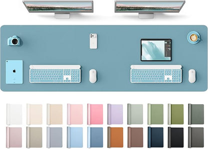 YSAGi Leather Desk Protector, Office Mat, Large Mouse Mat, Non-Slip PU Leather Blotter, Laptop Desk Mat, Waterproof Writing Pad for Office and Home(Aquamarine, 63" x 17.2")