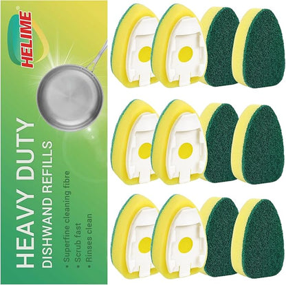 Dishwand Refills Sponges Heads, Non-Scratch Dish Wand Refill Replacement | Fits Dispenser Handle, Heavy Duty Scrub Brush Soap Dispensing Scrubbers,Dishwashing Supplies Kitchen Sink Dishwasher Cleaning