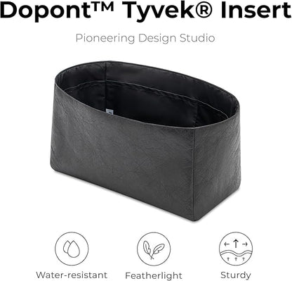 Purse Organizer Insert for LV Soft Speedy Dark Handbag, Custom Fit Inside Premium Matte Black Lightweight WaterResistant Tote Bag Insert with Cup Holder Accessories