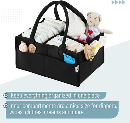 Mr. Pen- Baby Diaper Caddy Organizer, Black, Medium, Nursery Storage Bin and Car Organizer for Diapers and Baby Wipes