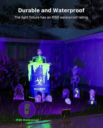2 Pack 50W Blacklight Flood Lights Wired 120V IP66 Waterproof UV Led Black Light Use to Outdoor or Indoor for Landscape Decor, 3D Resin Prints, Ultraviolet Reactive Poster, Body Paint, Glow Party