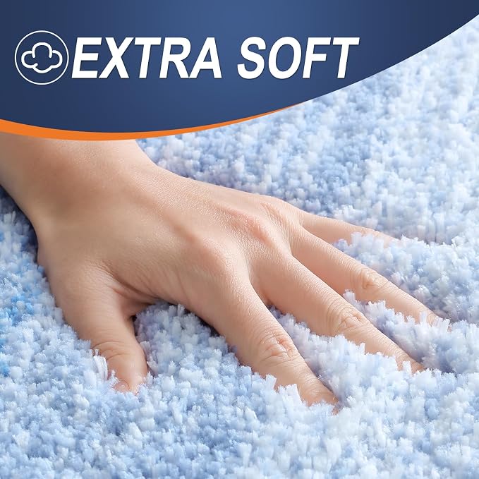 OLANLY Bathroom Runner Rugs Mat 59x20, Extra Soft Absorbent Microfiber Bath Rugs, Rubber Backing, Quick Dry, Washable Long Bath Mats for Bathroom, Tub and Shower, Home Decor Accessories, Light Blue
