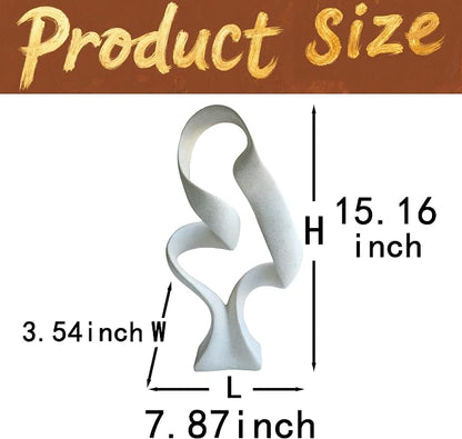 15" Modern Abstract Ribbon Decorative Sculpture, Knot Sculptures,Home Decor,Coffee Table Statues,Dining Living Room Desk Decor（Milky White）