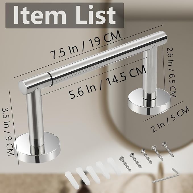 Toilet Paper Holder, Double Post Pivoting Design, Stainless Steel Rustproof Bathroom Tissue Holder, Wall Mount Fits Mega Rolls, for Home, RV, Commercial Bathroom Chrome