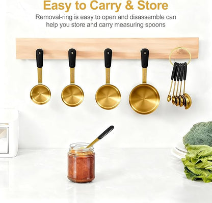 Measuring Cups and Spoons Set, Gold Electroplated Stainless Steel 10 Piece for Cooking and Baking (5 Cups + 5 Spoons Gold)