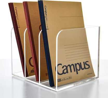 3 Vertical Compartments Clear Acrylic Magazine & File Holder – Multipurpose Desk Organizer for Documents, Tablets, Magazines, Books – Office/Home/Classroom Rack