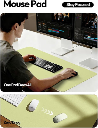 YSAGi Leather Desk Pad Protector, Office Desk Mat, Large Mouse Pad, Non-Slip PU Leather Desk Blotter, Laptop Desk Pad, Waterproof Desk Writing Pad for Office and Home (Peak Green, 23.6" x 13.8")