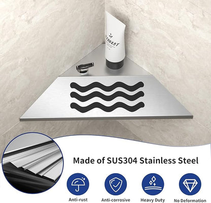 10'' Corner Foot Rest for Shaving Legs, 304 Stainless Steel Grout in Footrest with Shaving Holder, Recessed Designed Foot Ledge for Bathroom Shower (Brushed)