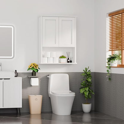 Multi-Purpose Wall Cabinet: Easy-to-Assemble, White Modern Style, 3-Tier Storage. Fits as Kitchen Cabinet, Over-Toilet Cabinet & Bedroom Wall Cabinet