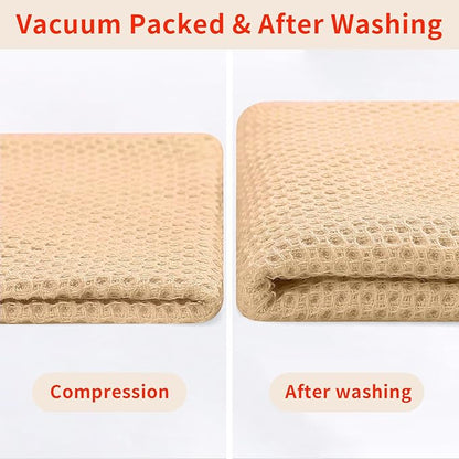 Homaxy 100% Cotton Waffle Weave Kitchen Dish Towels, Ultra Soft Absorbent Quick Drying Cleaning Towel, 13 x 28 Inches, 4-Pack, Apricot