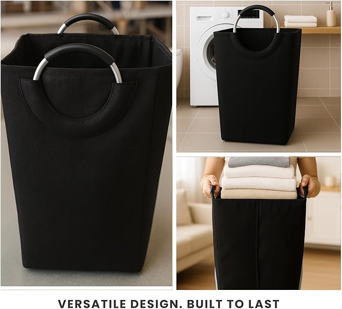 Laundry Basket with Handles - Tall Washing Bin for Laundry Room - Handy Hanging Dirty clothes Baskets & Freestanding Hampers for Bedroom Aesthetic, Dorm, Bathroom, Storage Bag for Clothes (100L)