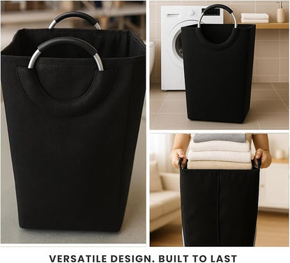 Laundry Basket with Handles - Tall Washing Bin for Laundry Room - Handy Hanging Dirty clothes Baskets & Freestanding Hampers for Bedroom Aesthetic, Dorm, Bathroom, Storage Bag for Clothes (100L)