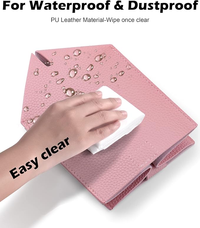 Tclouda Tissue Box Cover for PU Leather, Modern Simple Solid Color Holder Square Tissue Bag, Ideal for Bathrooms,Office,Car,Nightstand,Outdoor Tent,Dining Table,5"X5"X5", Single Pink