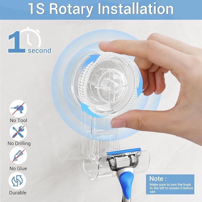 LUXEAR Suction Hooks, 4 Pack Razor Hooks Removable & Reusable Suction Shower Hook Waterproof Damage-Free Suction Hanger for Towel Bathrobe Loofah Bathroom Kitchen Waterproof Weather Hanger Hook
