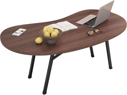 Folding Coffee Table,Mid Century Modern Coffee Table Irregular,Kidney Foldable Table,Small Farmhouse Coffee Tables Portable Table for Small Spaces,Living Room,Sofa,Bedroom Gallery,Easy Assembly,Walnut