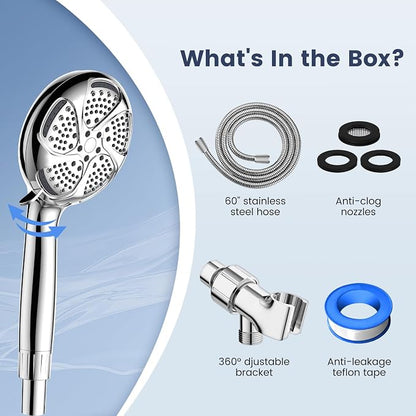 FEELSO Filtered Shower Head with Handheld, High Pressure 7 Spray Showerhead with Filters for Hard Water - Remove Chlorine, Reduce Dry Itchy Skin, Anti-clog Nozzles, Power Wash to Clean Tub, Tile & Pet