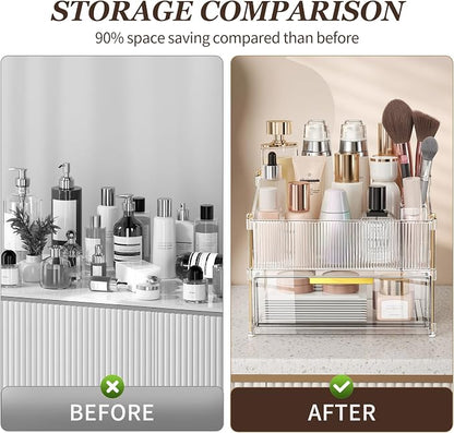 Modular Makeup Organizer, Clear Acrylic Cosmetic Storage Box with Drawer, Vanity Countertop Organizer for Makeup, Skincare and Beauty Accessories – Multiple Styles