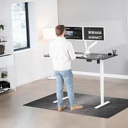 VIVO Electric 63 x 32 in Standing Desk, Memory Height Adjustment, 176 lb Frame Support, 2E Series, Black Top White Frame, DESK-KIT-2EWB