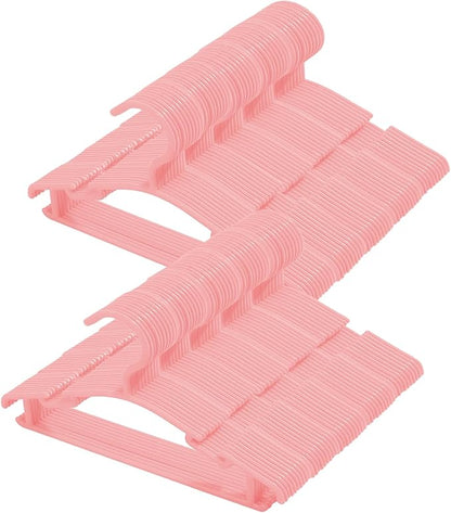 100 Pack Pink Baby Clothes Hangers,Kids Plastic Hangers for Closet,Toddler,Infant,Child,Newborn's Coat Hangers Ideal for Laundry and Nursery's Everyday Standard Use