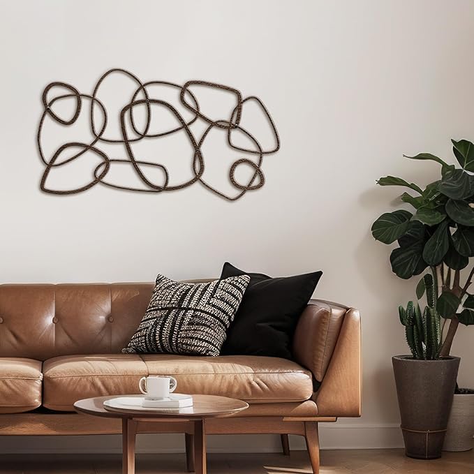 SIGNLEADER Metal Wall Decor Geometric Loops Minimalist Modern Abstract Wall Sculpture Hangings Home Decoration for Living Room, Bedroom, Bathroom, Kitchen, Outdoor - 24" Bronze