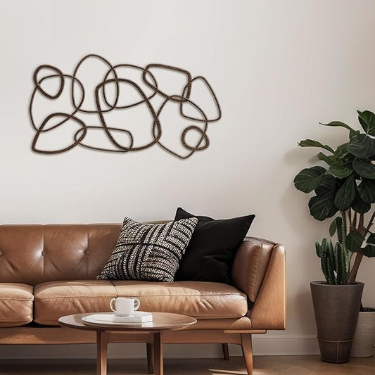 SIGNLEADER Metal Wall Decor Geometric Loops Minimalist Modern Abstract Wall Sculpture Hangings Home Decoration for Living Room, Bedroom, Bathroom, Kitchen, Outdoor - 24" Bronze