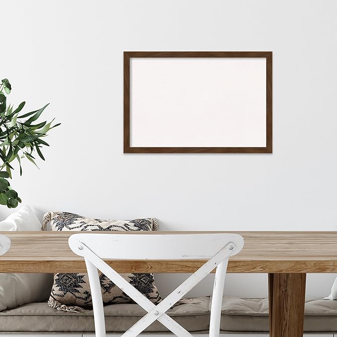 Amanti Art White Cork Board for Wall, 13x19 Vision Board with Brown Wood Frame, Small Corkboard Office Decor for Home Organization, Country Rustic Corkboard Pinboard to Display Items for Home